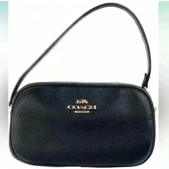 Coach Pebbled Leather Jamie Wristlet Clutch Small Handbag Black NWT - Picture 1 of 9